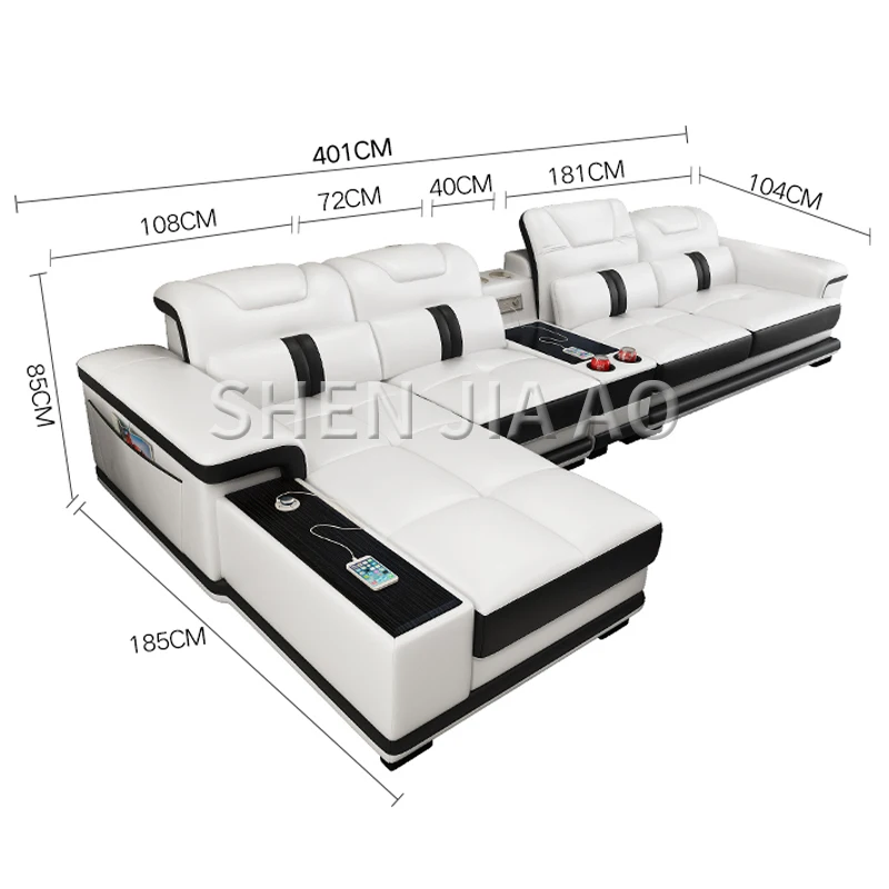 Многофункциональный кожаный диван для гостиной простой современный умный диван большой размер кожаный диван 1 шт