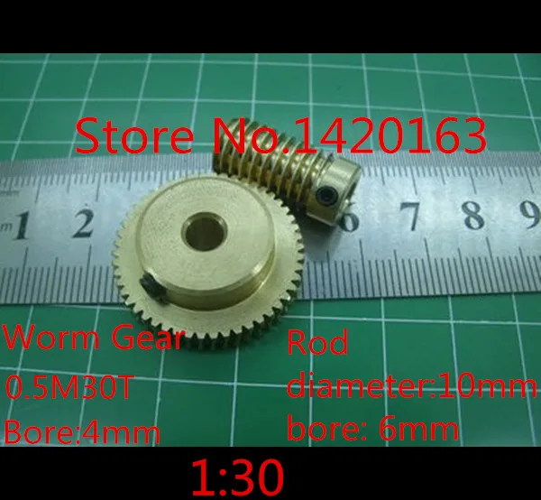 

1 Set 0.5M - 30Teeths worm gear+Rod high speed reduction ratio 1:30 Toys speed reducer motor accessories gear rod diameter 10mm