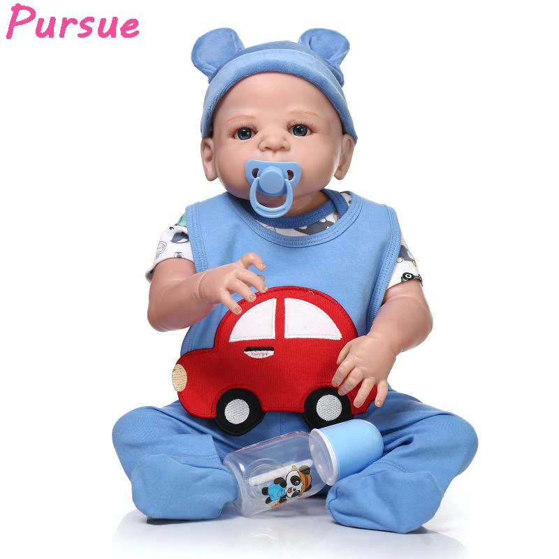 Pursue Doll Reborn Babies Full Body Silicone Reborn Dolls for Girls Boys Toys Baby Doll bebe reborn com corpo de silicone 22inch