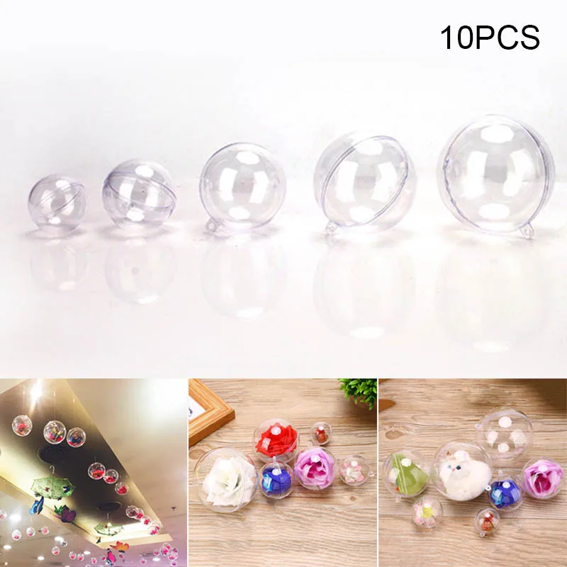 

10pcs Transparent Balls Sphere Baubles DIY Ornament Hanging For Christmas Tree Party Hogard OC18