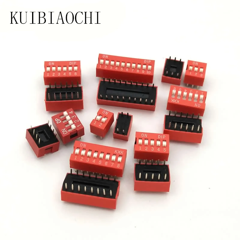 

10pcs/lot DIP Switch Slide Type Red 2.54mm Pitch 2 Row DIP Toggle switches Dial switch 2p 3p 4p 5p 6p 8p 10p