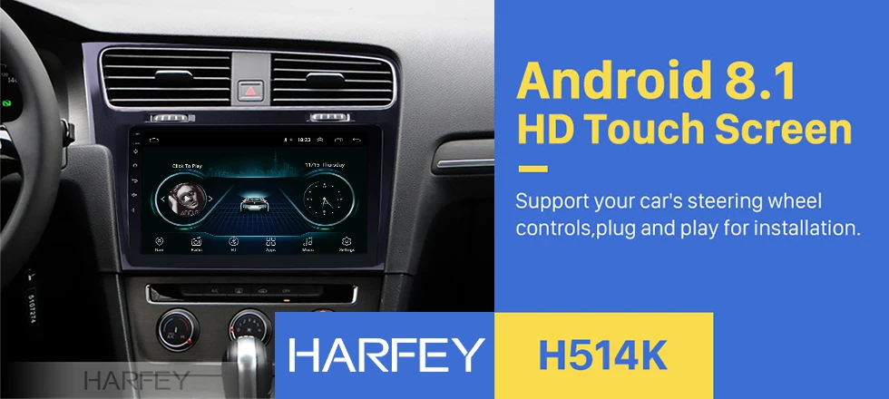 Cheap Harfey 10.1 inch 1024*600 Touch Screen Android 8.1 GPS Radio for 2013-2015 VW Volkswagen Golf 7 Car Multimedia Player with Music 0