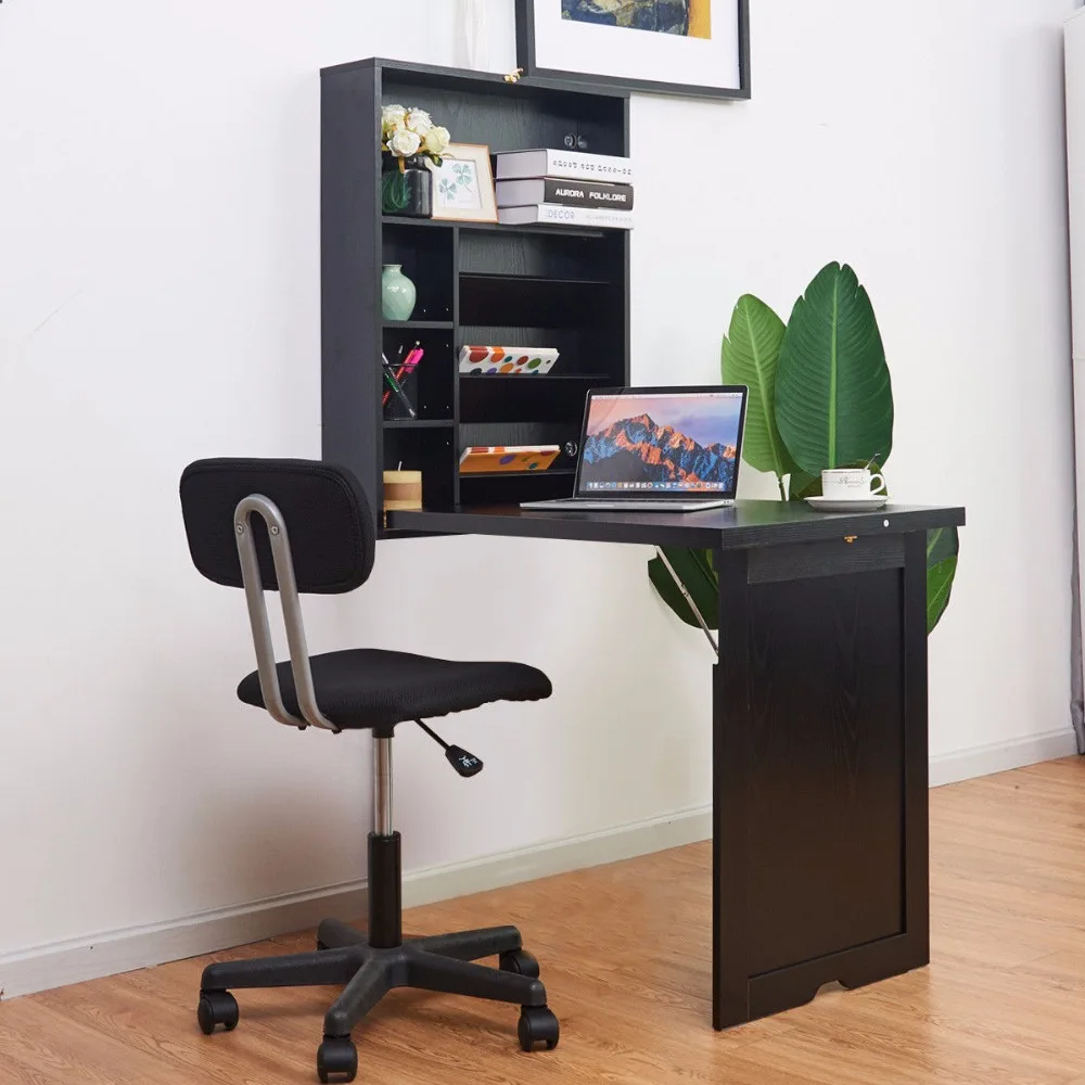 Giantex Wall Mounted Fold Out Convertible Floating Desk Space