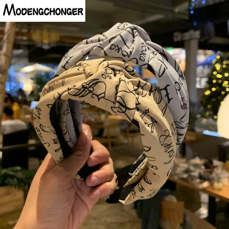 

Elastic Hairband Turban Letter Leopard Print Hair Bezel Head band No Slip Stay on Knotted Hair Hoop Women Girls Hair Accessories