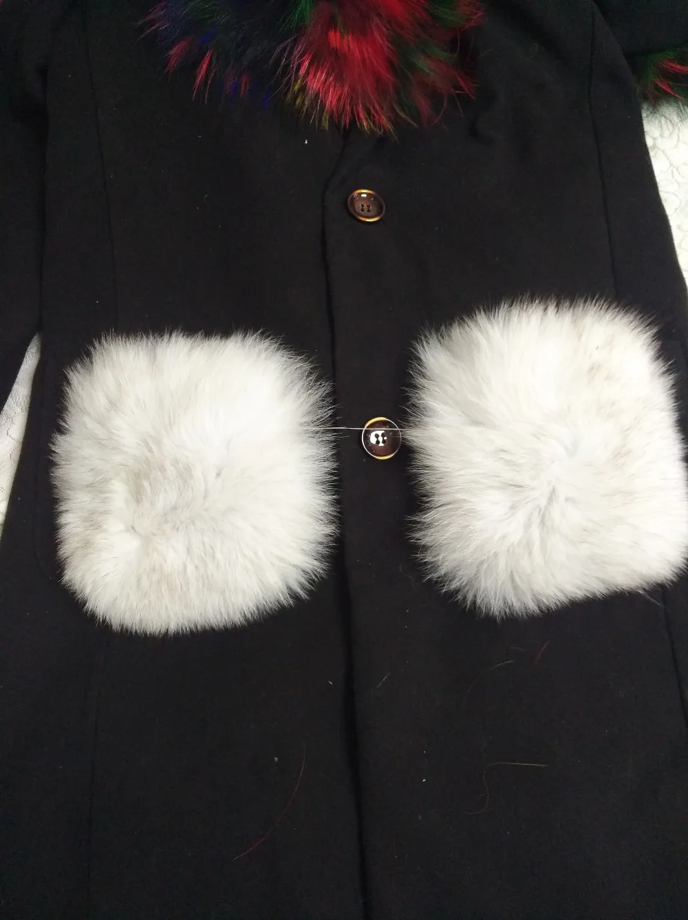 

New arrival lady parka pocket fur decoration natural blue fox garment accessory 2pcs/pair detachable
