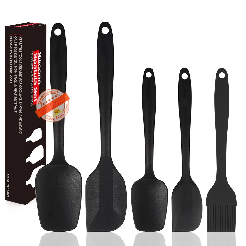 

5 Piece Heat Resistant Silicone Spatula Set - Non-Stick - Kitchen Utensils Set for Cooking, Baking and Mixing