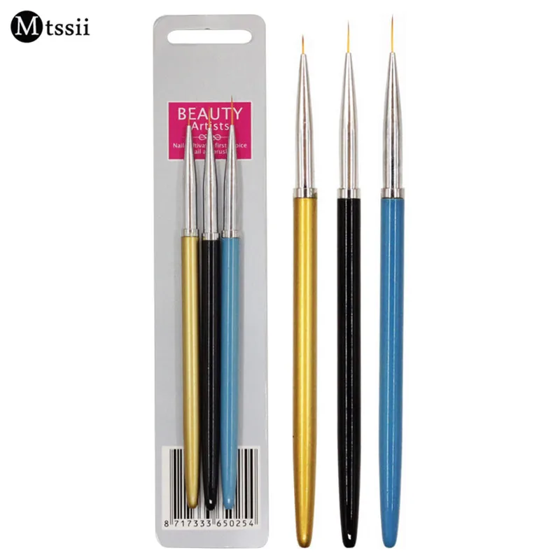 

3PCS/set New Beauty Nail Art Salon Acrylic UV Gel Salon Pen Flat Brush Kit Dotting Tool For Nail Art Decorations
