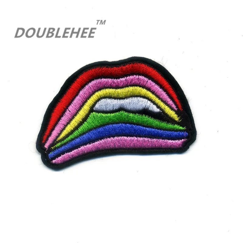 

DOUBLEHEE 7.2cm*4.8cm Embroidered Iron On Patches Colorful Lip 100% Embroidery Design T-shirt Bags Applique Accessories