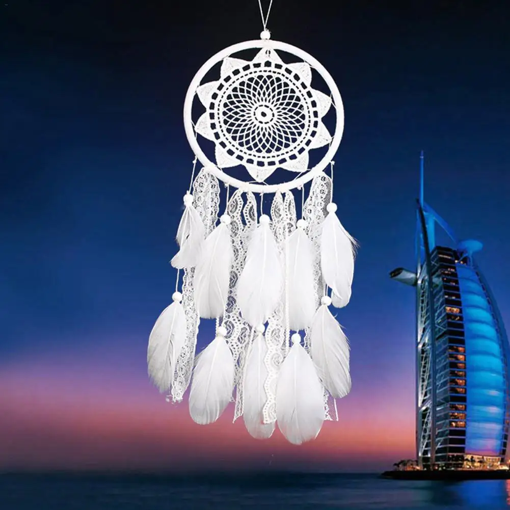

Lace Sun Flower Streamer Dream Catcher Net Home Dream Network Decoration Pendant Car Feather Ornaments #AW