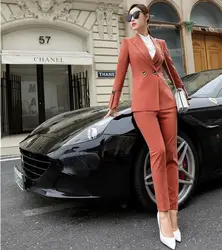 Новый 2019 Формальные Элегантные для женщин Дамы Белый Блейзер Бизнес костюмы брюки и куртка наборы для ухода за кожей Повседневная О