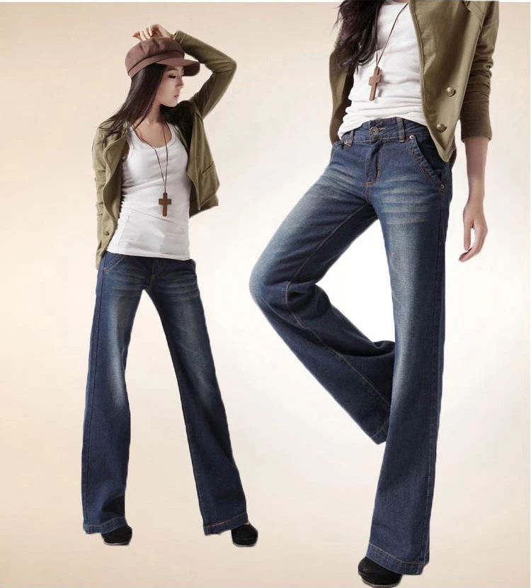 ; Весна и лето женские свободные прямые джинсы размера плюс рожковые брюки свободные штаны женские прямые джинсовые штаны