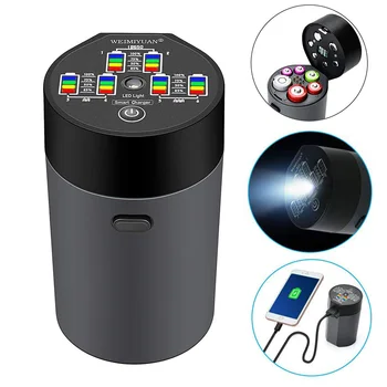 

6 Slot Battery Charger Automatic LED Display for Ni-MH Ni-Cd AA AAA 18650 LB88