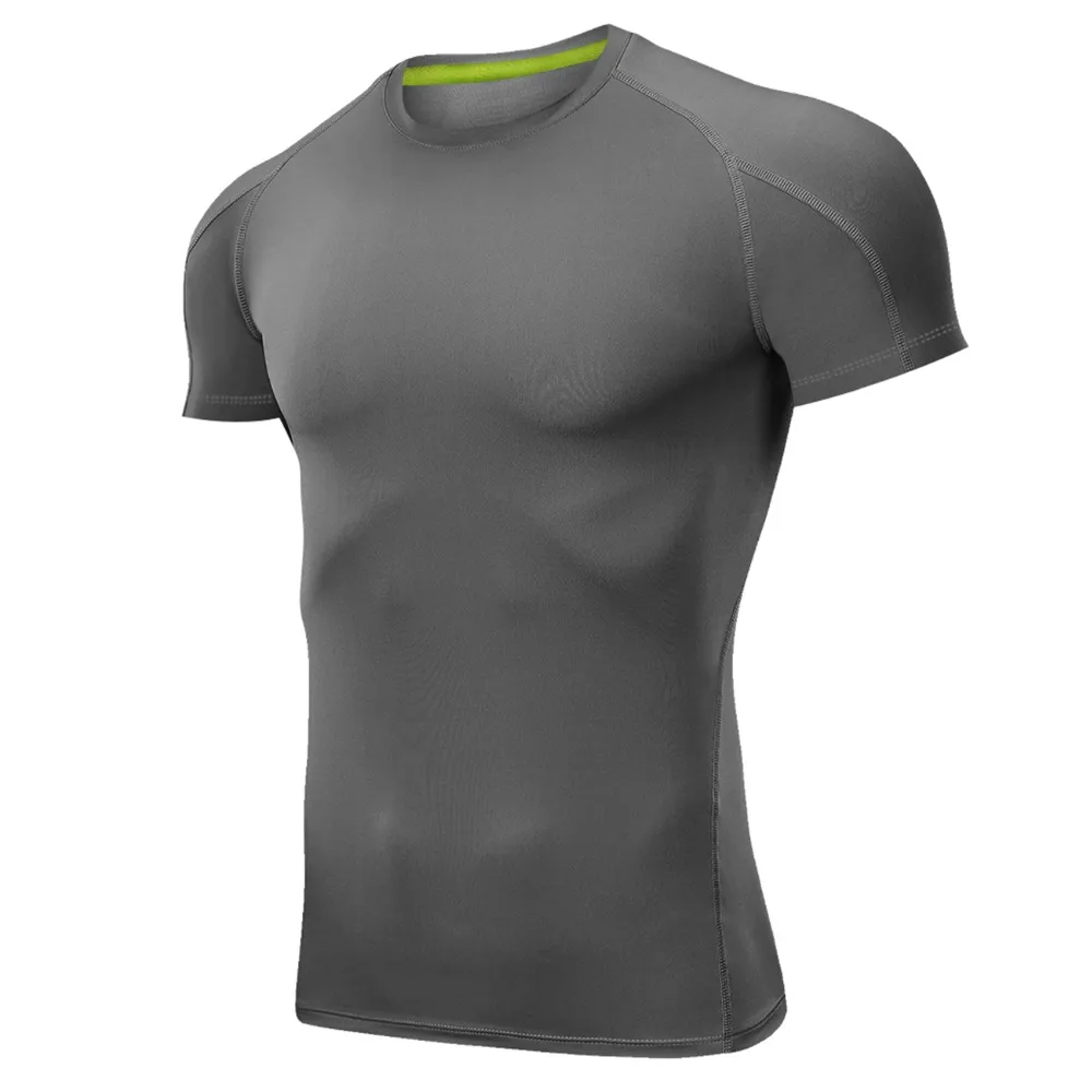 Мужская спортивная рубашка Outto для бега, фитнеса, тренировок, короткий рукав, Топ#126