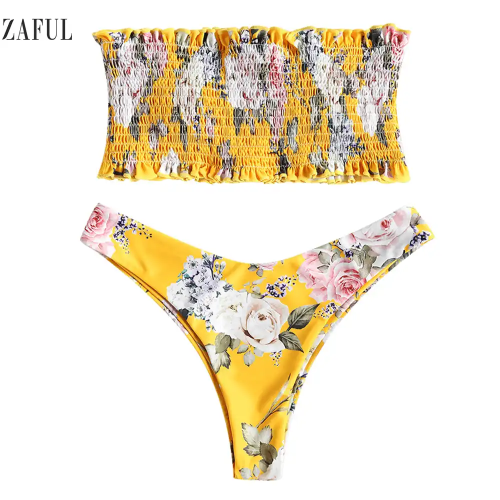 smocked bikini top and bottoms