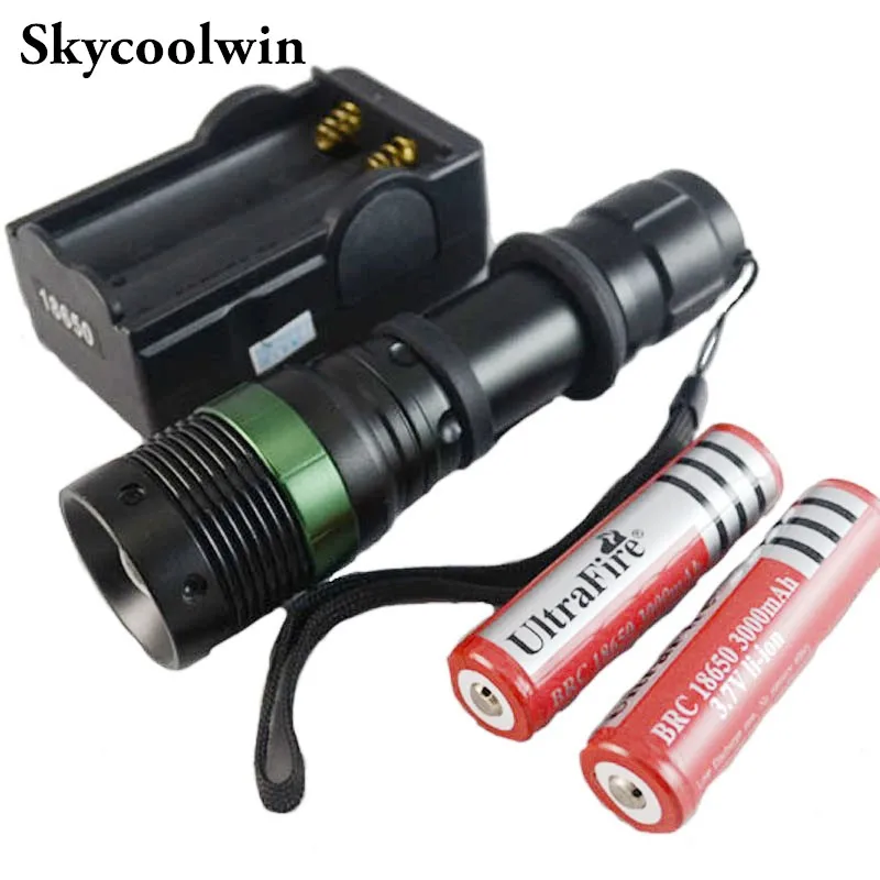 

LED Flashlight 18650 Zoom Torch Waterproof Flashlights XM-L2 1000LM 3 Mode Led Zoomable Light for Hunting Camping 2pcs