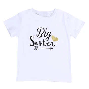 

2018 New Toddler Kids Baby Girl Clothes Big Sister Short Sleeve Cotton T-shirt Tops Child T-Shirts Casual Clothing
