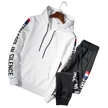 Спортивная Демисезонный шлифом толстовки+ брюки Повседневное костюм свитер Для мужчин спортивный костюм Одежда большого размера M-4xl с длинным рукавом c51