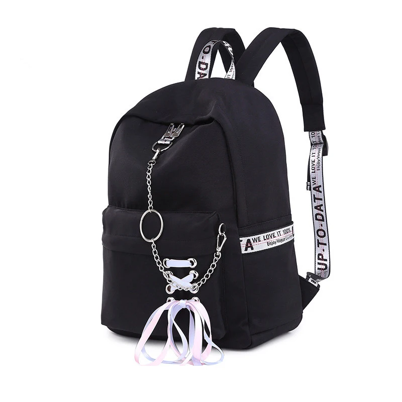 Женский рюкзак, usb зарядка, нейлоновые рюкзаки, школьные сумки для девочек-подростков, рюкзак для ноутбука, mochila feminina, школьная сумка - Цвет: Medium black