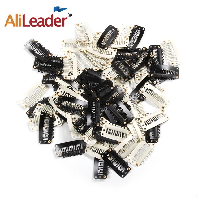 12 pcs 32mm 9-teeth Hair Extension Clips Wig Clips Combs Snap Clips with  Rubber for Hair Extension Toupee DIY - AliExpress