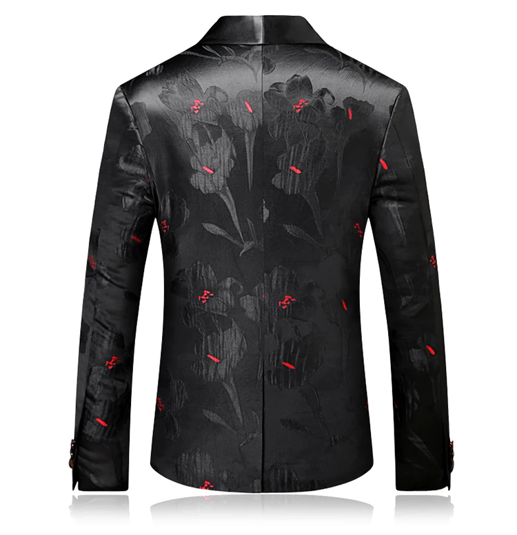 Black Red Blazer Slim Masculino Dresses Uomo Wedding Prom Blazers Single Button For Men Elegant Suit Jacket
