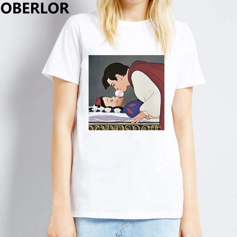 

OBERLOR Comedia Snow White T Shirt Cotton O-Neck T-Shirt Print Casual Short Sleeve Tshirt harajuku women tshirt