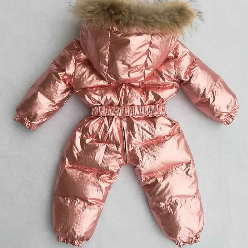 -30 degrees Russian Winter Boys Girls 1-3Y Winter Overalls Baby Rompers Duck Down Jumpsuit Real Fur Collar Children Outerwear (9)