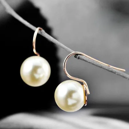 

USTYLE Delicate Simulated Pearl Earrings Rose/ Fashion Bead Drop Earrings Pearl Jewelry UE0592