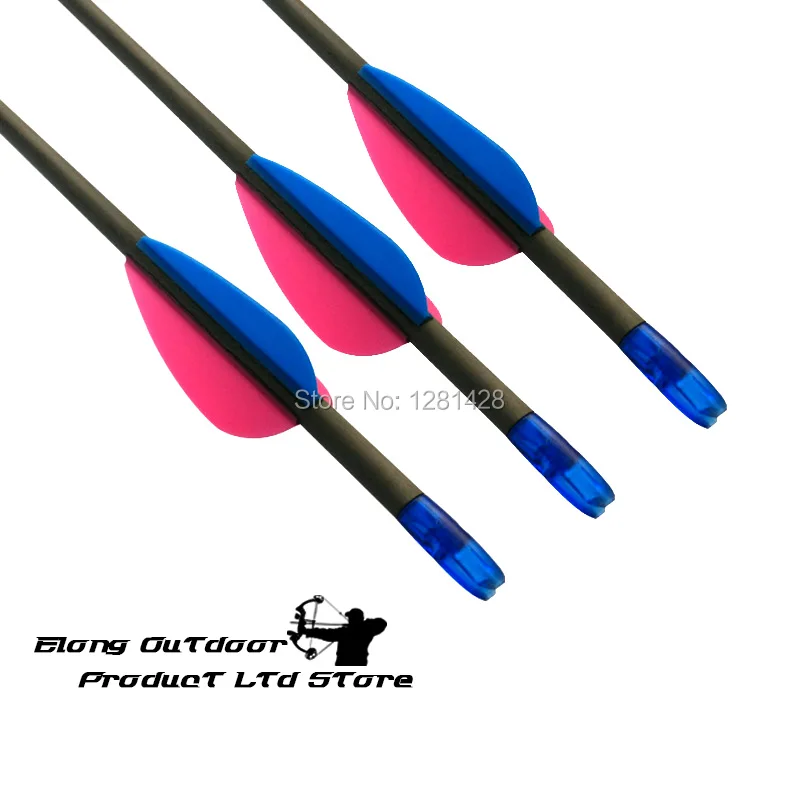 

12PCS Hot Sell Carbon Arrow SP700 ID4.2mm Pure carbon Arrow with 2" TPU Vane For Recurve Bow+Free Shipping