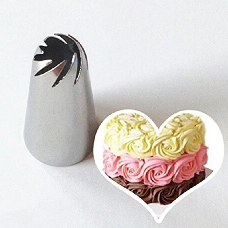 Stainless Steel Large Size Cream Icing Rose Nozzles 3D Rose Form Icing