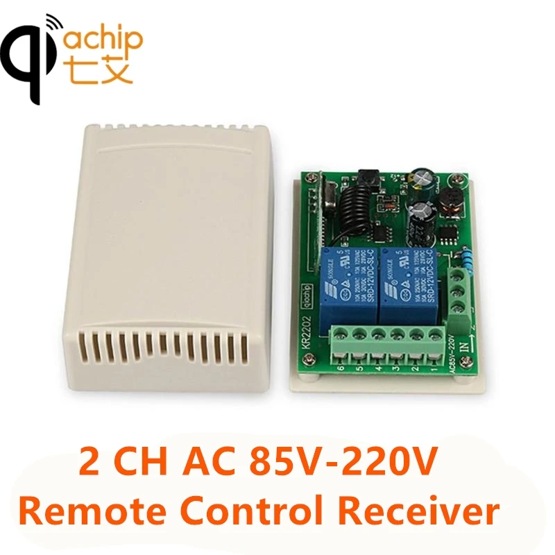 

QIACHIP 433MHz 2CH Wireless Remote Control Switch AC 110V 220V Relay Receiver For for Electric Gate Light Lamp Car Garage Door