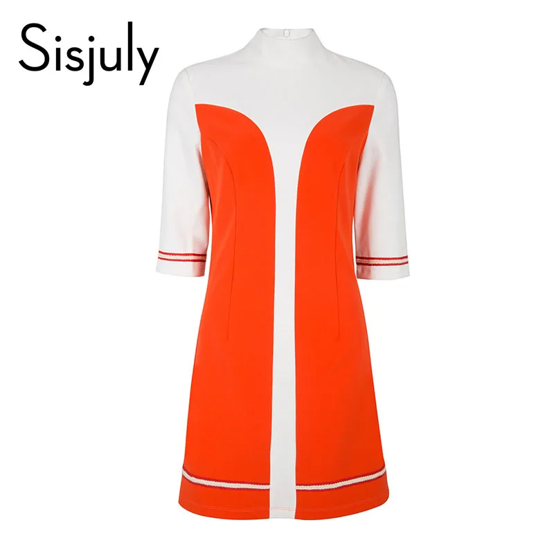 Clothing - A Line 60s Vintage Autumn Turtleneck Colour Block Dress Vintage Style