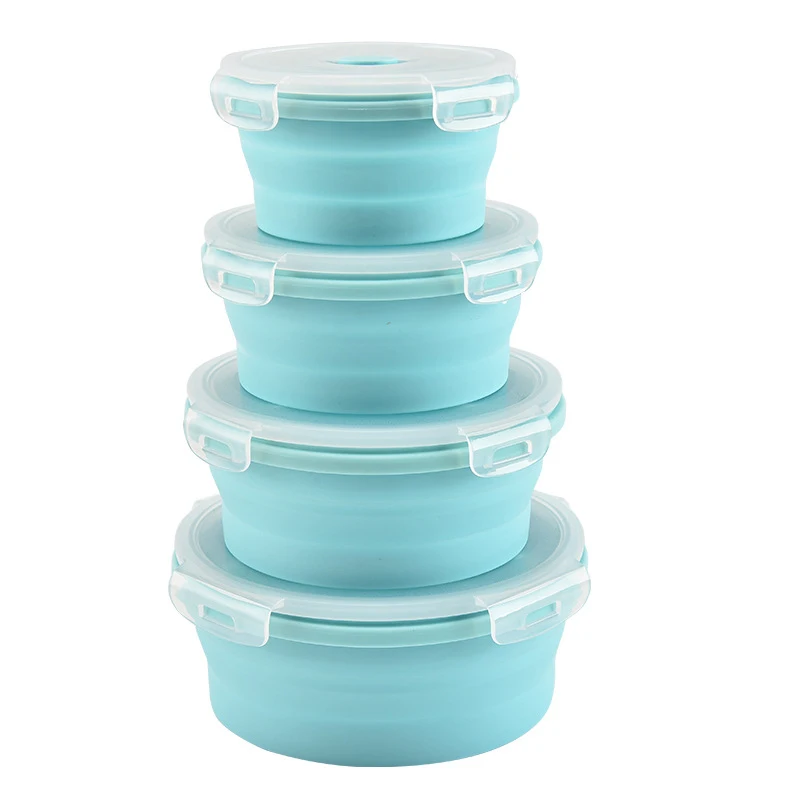 

Travel Lunch Box Outdoor Picnic Storage Containers Accessories Set Portable Round Food Silicone Soft Safe Durable