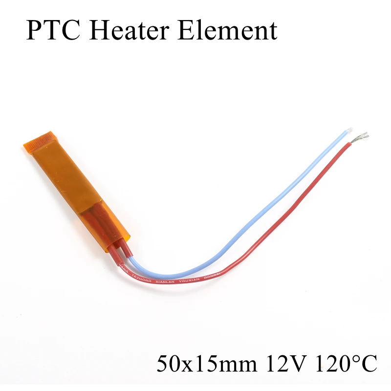 1 шт. 50x15 мм 12 в 120 градусов Цельсия PTC нагревательный элемент постоянный термостат изолированный термистор керамическая нагревательная пластина чип