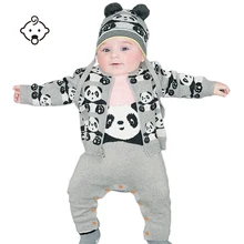 Детский свитер с рисунком панды, вязаный кардиган для мальчиков и девочек, детские куртки с длинными рукавами, осенняя одежда, трикотажное пальто