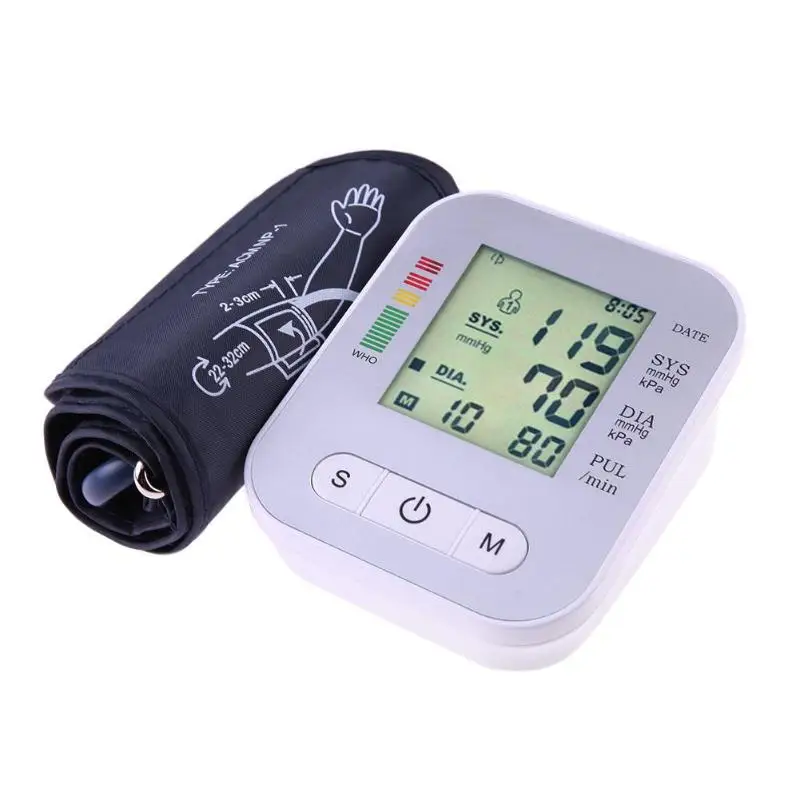 Automatic Digital LCD Upper Arm Blood Pressure Monitor Heart Beat Meter Machine Tonometer for Measuring Home Health Care