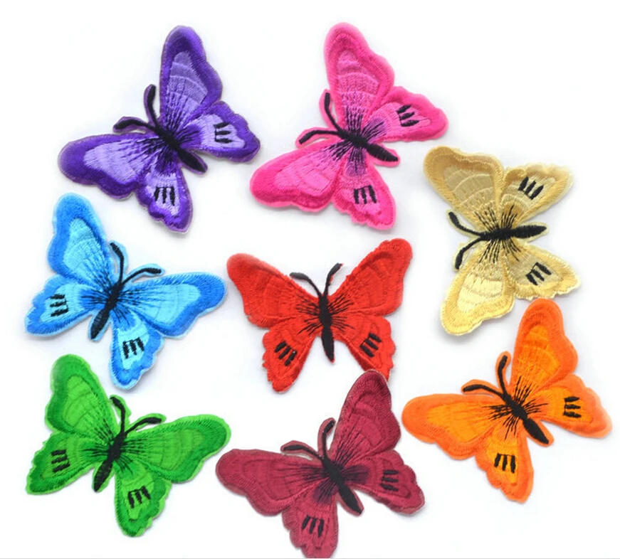 

MIX8 Embroidery logo patch parches ropa iron on patches transfers butterflys for clothing applique badges stickers for clothes