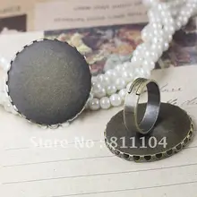 30 мм Регулируемая античная бронза Медь Пустой Круглый Чепчики кружевные Pad Основы Кольца настройки для Сделай Сам CZ кабины ювелирных изделий