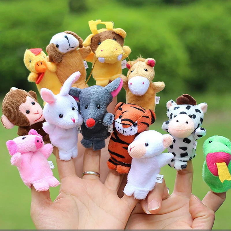

Puppet Finger Doll Portable Cartoon Kids Educational Toy Cute Biological Animal Finger Puppet Plush Toys Child Baby Favor Dolls