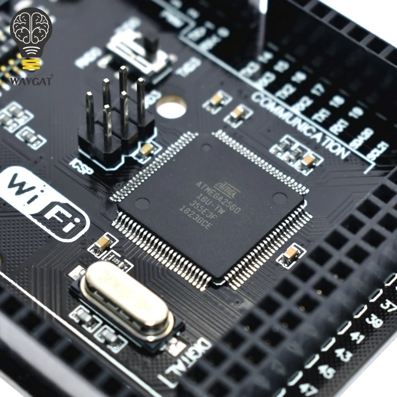 WAVGAT Mega2560+ Wi-Fi, R3 ATmega2560+ ESP8266 32Мб оперативной памяти, USB-TTL CH340G. Совместимость для Arduino Mega NodeMCU для WeMos ESP8266