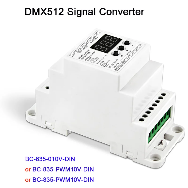 

5CH led Din Rail DMX512/1990 signal to 0-10V or PWM 10V 5V signal converter DMX512 controller,DC12V-24V,BC-835-010V-DIN