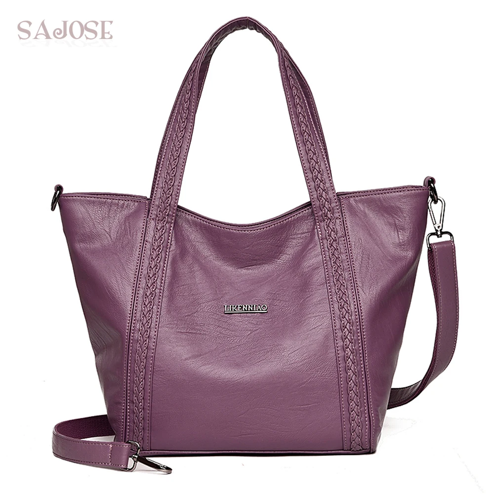 Leather Women Totes Bag Handbags High Quality Lady Fashion Simple Pink