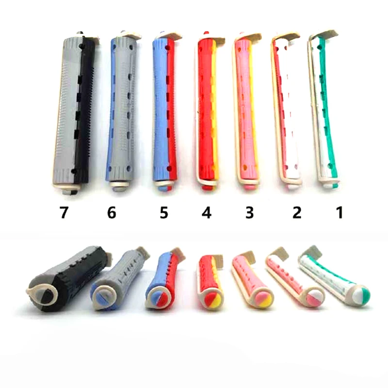 12pcs/set Salon Hairdressing Hair Roller Cold Wave Rods Curling Curler Perms Bars With Rubber Band for Girls Styling Tool U1123