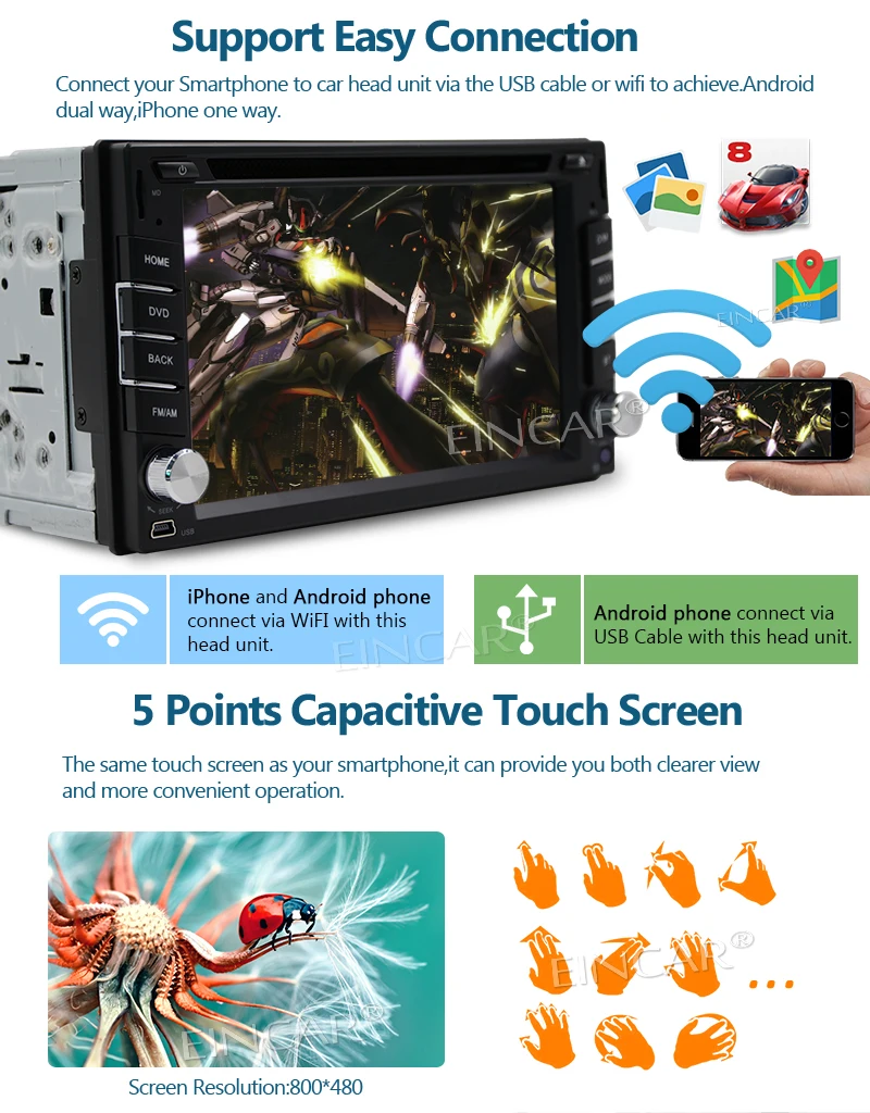 Sale Android 7.1 Touch Screen Car Stereo 2Din In Dash Car Radio Receiver GPS Navigation  Bluetooth Wifi Subwoofer Free Rear Camera 6