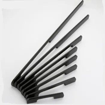 

96mm-600mm Long Cabinet Door Handle Modern Minimalist black silver Handles Drawer Wardrobe Knob Cabinet Pulls Aluminum Alloy