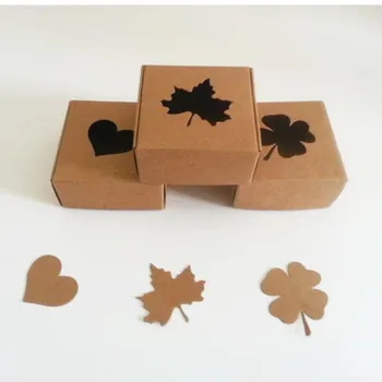 

50pcs Brown Kraft Paper Box With Hollow Window Handmade Soap Box DIY Craft Packaging Box Square Small Cardboard Boxes