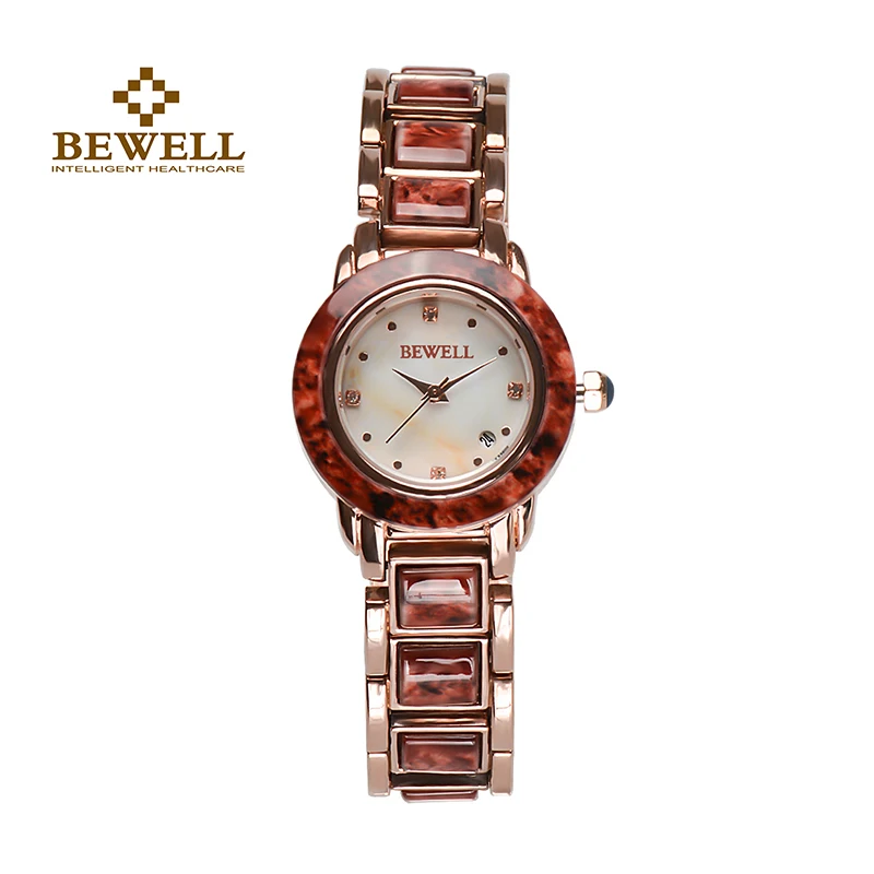 

Women's Alloy Gemstone Watch Girl Pink Black Color Watches Luxury BEWELL Brand Life Water Resistant Fashion Casual Clock 1066AL