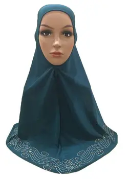 

One Piece AI Amira Hijab Muslim Women Rhinestone Scarf Islamic Chest Cover Shawl Wrap Headwear Arab Prayer Hijabs Headscarf Caps