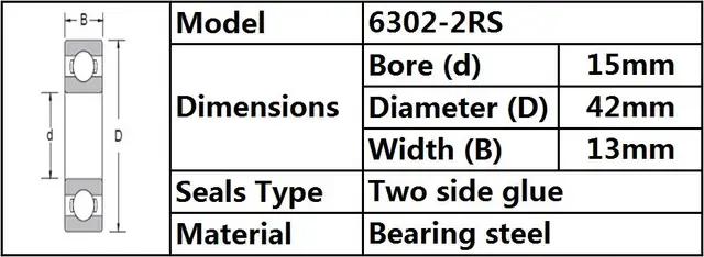 6302-2RS Two Side Rubber Seal Ball Bearing 15x42x13 6302 2RS