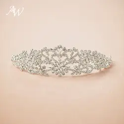 AW Роскошные тиара серебро кристалл свадебный венец диадемы для Для женщин свадебные Женские аксессуары для волос