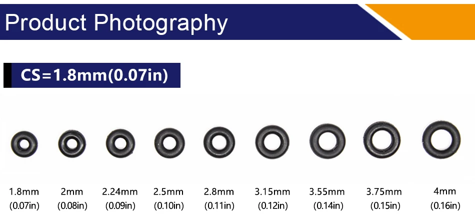 100 шт./лот Черный NBR уплотнительное кольцо 1,8 мм Толщина 1,8/2/2,24/2,5/2,8/3,15/3,55/3,75/4 мм ID-хомут с круглым воротником для мальчиков и девочек втулки конусовидных резиновых прокладок шайба